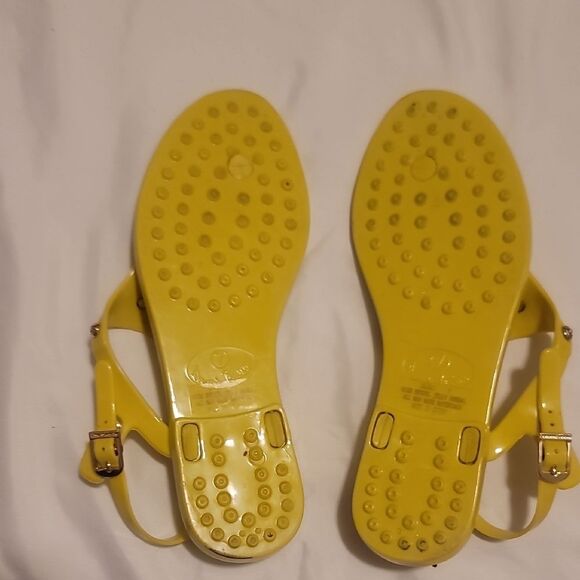 Henri Bendel Jelly Yellow Sandals with Striped Insole - Picture 7 of 7
